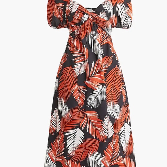 NWT Puff-sleeve twist-front midi dress - Picture 3 of 8